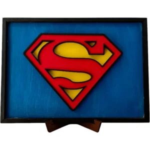 Superman Επιτοίχιο 3D Xειροποίητο Ξύλινο Κάδρο Σήμα Superman
