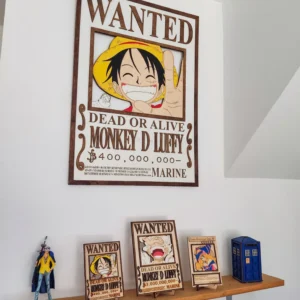 3D One Piece – Xειροποίητο Ξύλινο Stand Wanted Poster Luffy