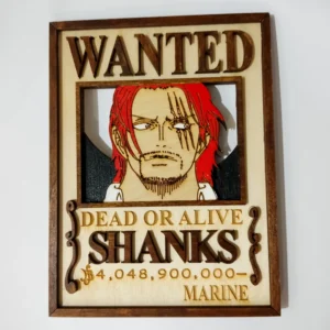 3D One Piece – Xειροποίητο Ξύλινο Wanted Poster Shanks