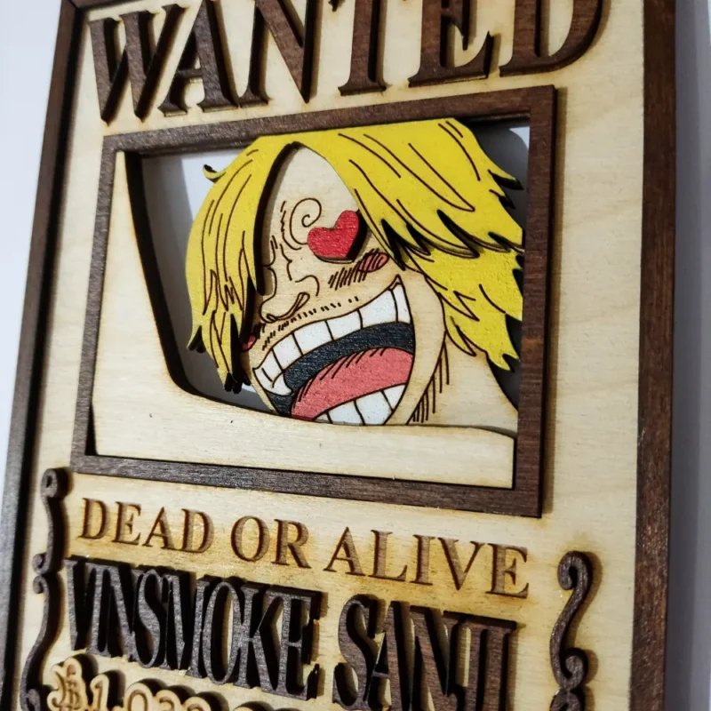 3D One Piece – Xειροποίητο Ξύλινο Stand Wanted Poster Vinsmoke Sanji