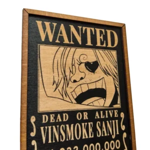 One Piece Ξύλινο Κάδρο Με Πυρογραφία Wanted Poster Sanji