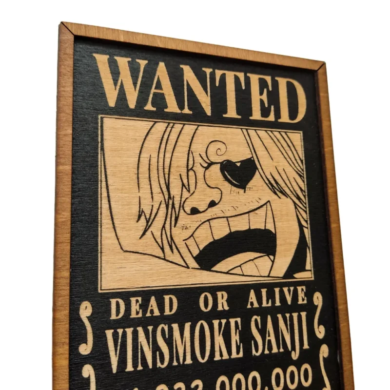 One Piece Ξύλινο Κάδρο Με Πυρογραφία Wanted Poster Sanji