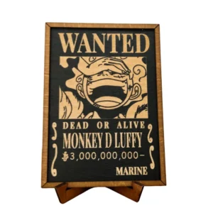 One Piece Ξύλινο Κάδρο Με Πυρογραφία Wanted Poster Luffy Gear 5