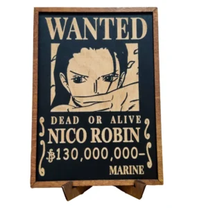 One Piece Ξύλινο Κάδρο Με Πυρογραφία Wanted Poster Robin