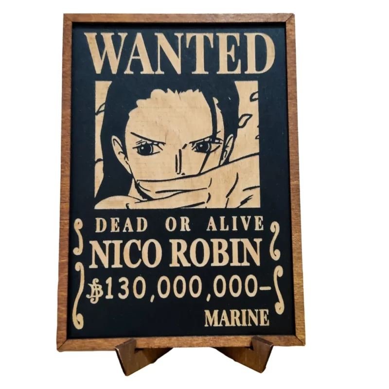 One Piece Ξύλινο Κάδρο Με Πυρογραφία Wanted Poster Robin