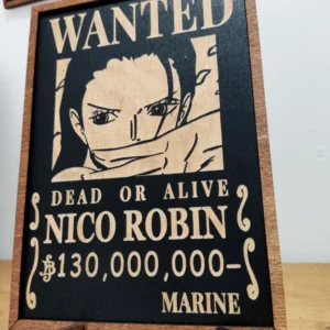 One Piece Ξύλινο Κάδρο Με Πυρογραφία Wanted Poster Robin