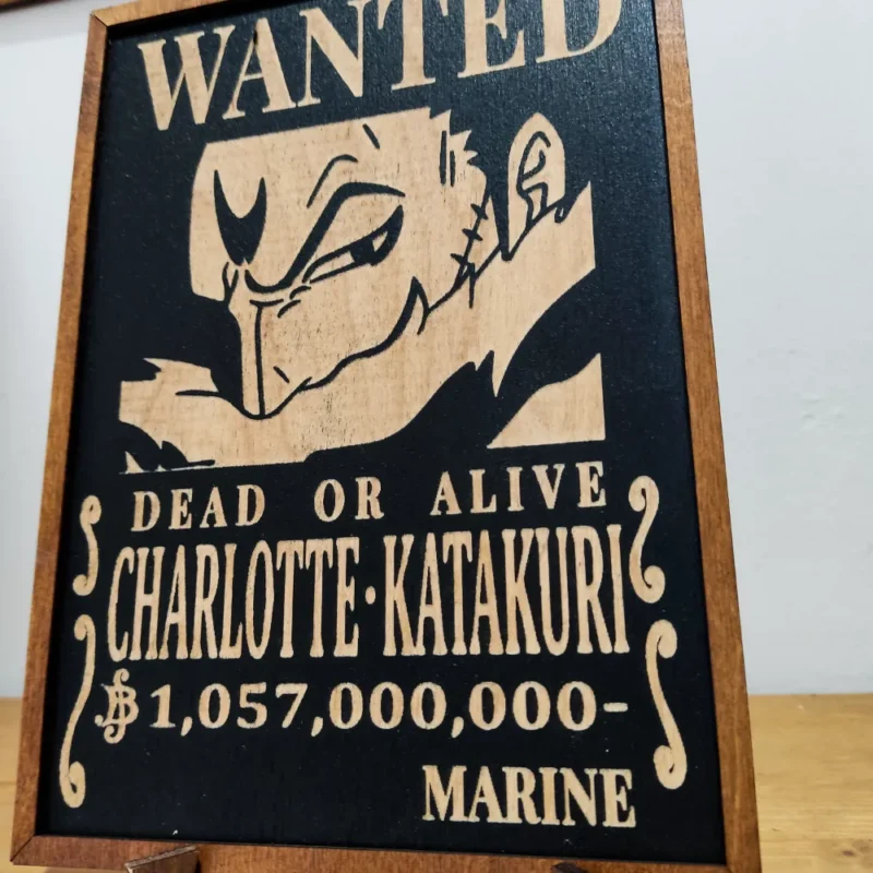 One Piece Ξύλινο Κάδρο Με Πυρογραφία Wanted Poster Charlotte Katakuri