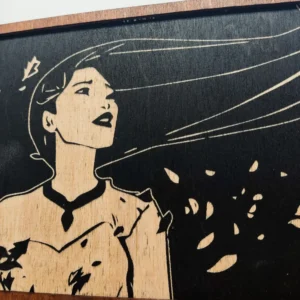 Ποκαχόντας – Ξύλινο Κάδρο με Πυρογραφία