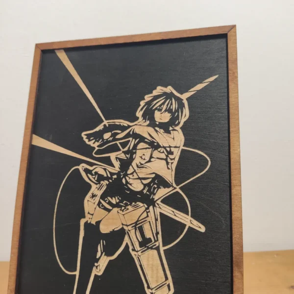 Attack Οn Τitan Ξύλινο Κάδρο Με Πυρογραφία Mikasa