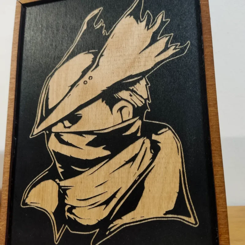 Bloodborne Ξύλινο Κάδρο Με Πυρογραφία Hunter