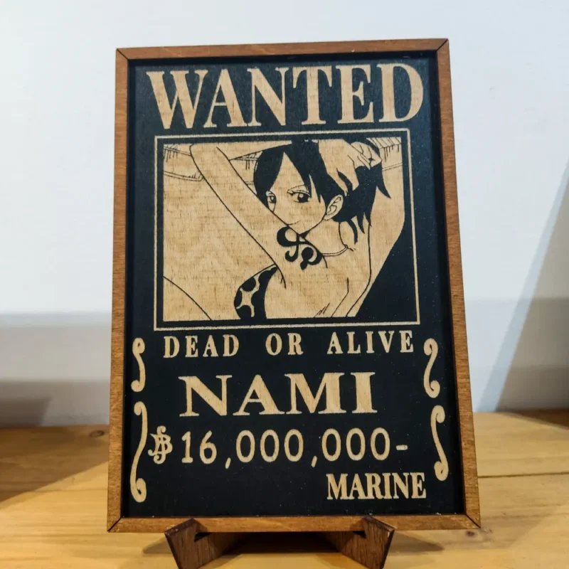 One Piece Ξύλινο Κάδρο Με Πυρογραφία Wanted Poster Nami