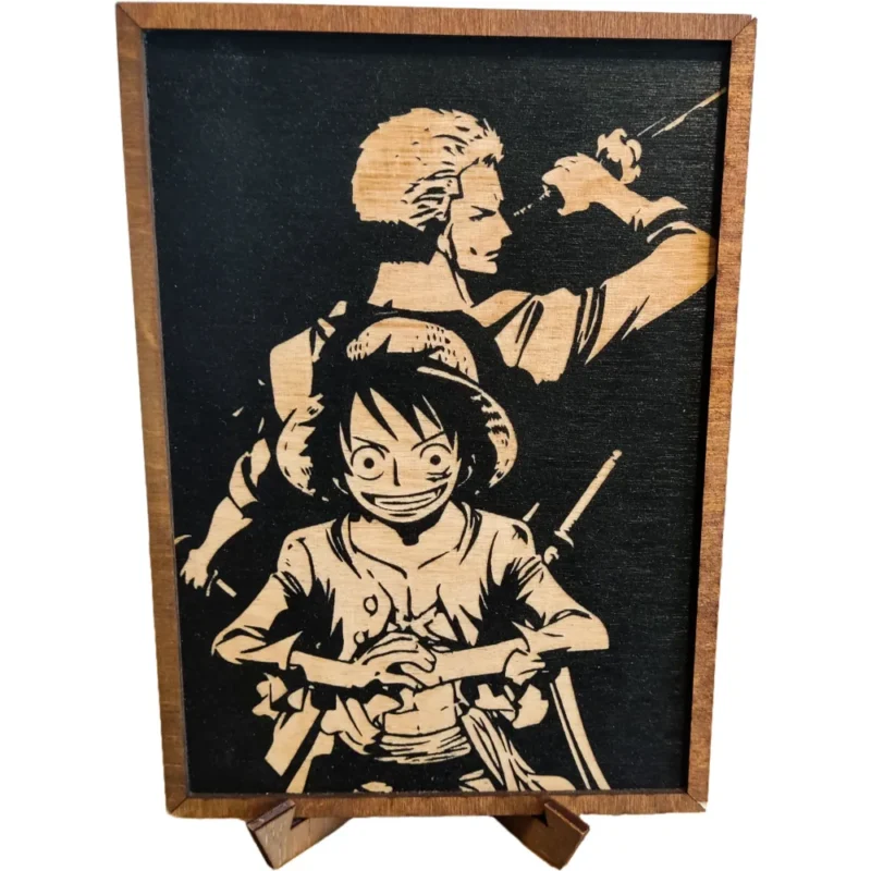 One Piece – Ξύλινο Κάδρο με Πυρογραφία Luffy and Zoro