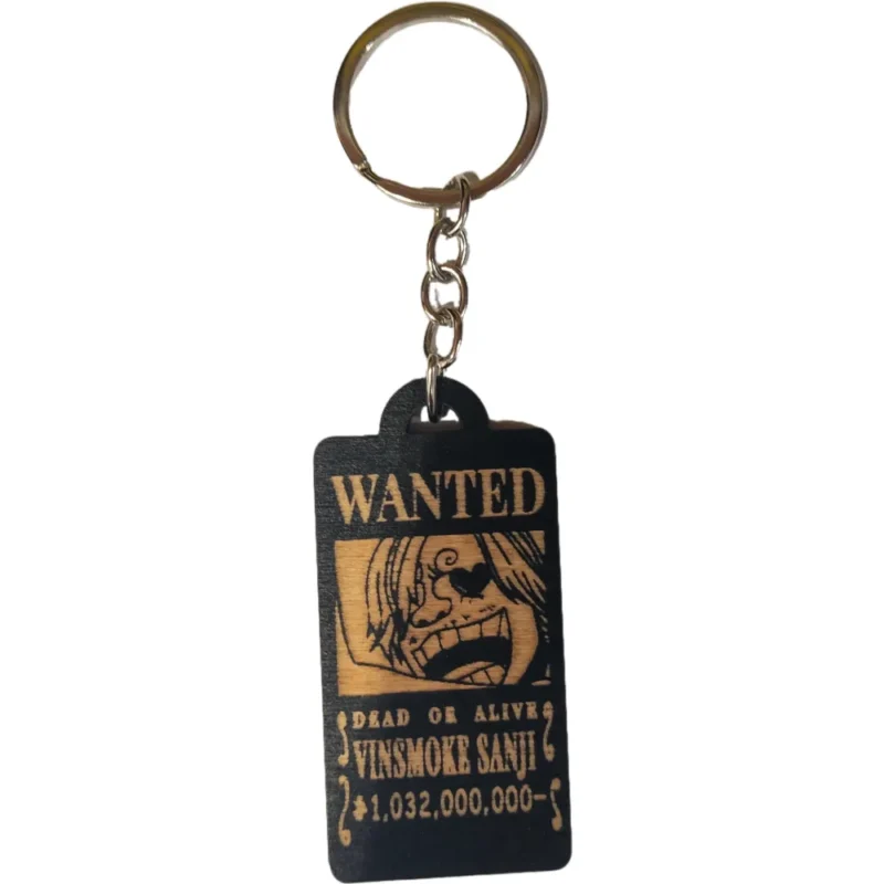 Sanji flag Μπρελόκ One Piece - Ξύλινο Μπρελόκ Sanji Wanted poster