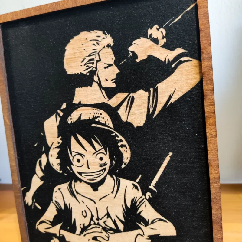 One Piece – Ξύλινο Κάδρο με Πυρογραφία Luffy and Zoro
