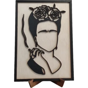 Frida Kahlo Επιτοίχιο 3D Xειροποίητο Ξύλινο Κάδρο Frida Kahlo
