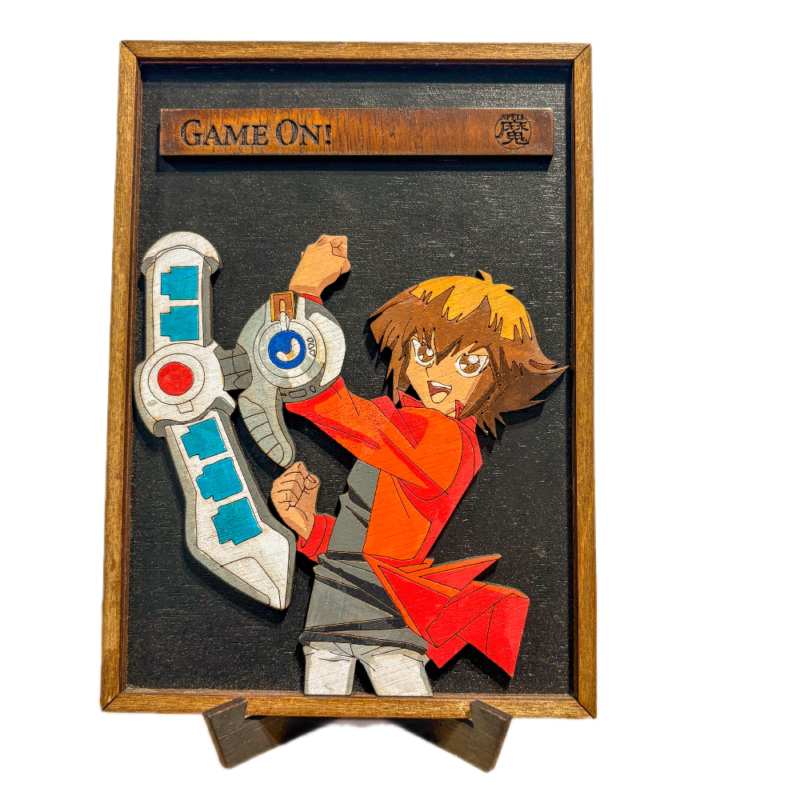 3D Yu‑Gi‑Oh! Ξύλινο Stand “Jaden Yuki” 21×15 cm