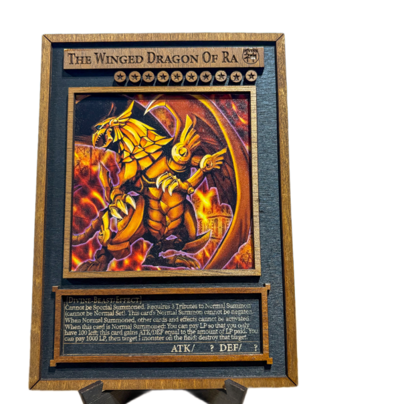 3D Yu‑Gi‑Oh! Ξύλινο Stand “The Winged Dragon of Ra” 21×15 cm