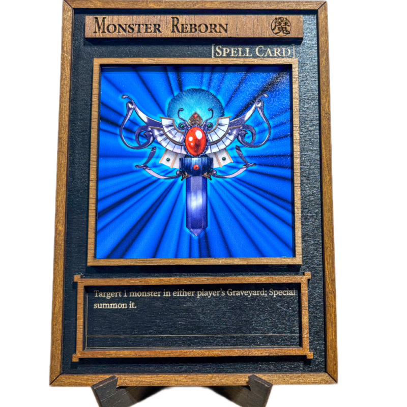 3D Yu‑Gi‑Oh! Ξύλινο Stand “Monster Reborn” 21×15 cm