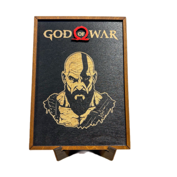 God of War Ξύλινο Κάδρο με Χάραξη