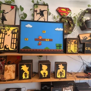 Ξύλινο Χειροποίητο Κάδρο Pixel Art - The Plumber's World