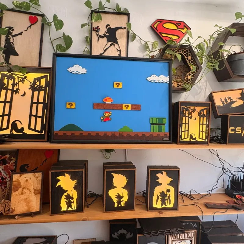 Ξύλινο Χειροποίητο Κάδρο Pixel Art - The Plumber's World