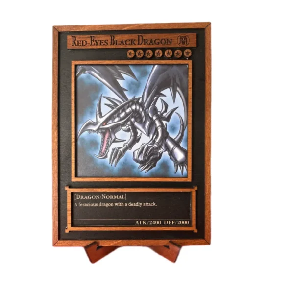 3D Yu‑Gi‑Oh! Ξύλινο Stand “Red Eyes Black Dragon” 21×15 cm