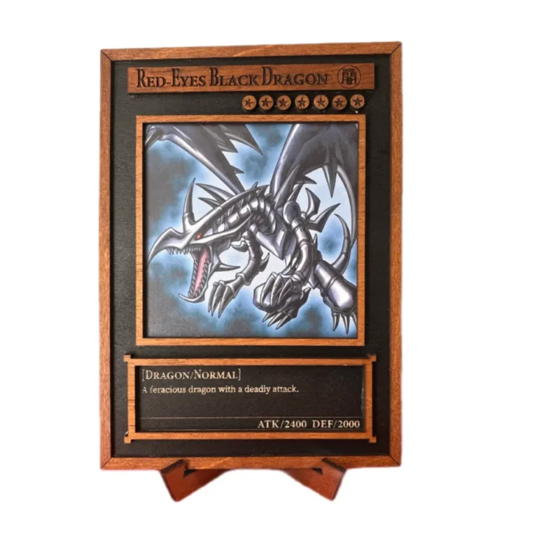 3D Yu‑Gi‑Oh! Ξύλινο Stand “Red Eyes Black Dragon” 21×15 cm